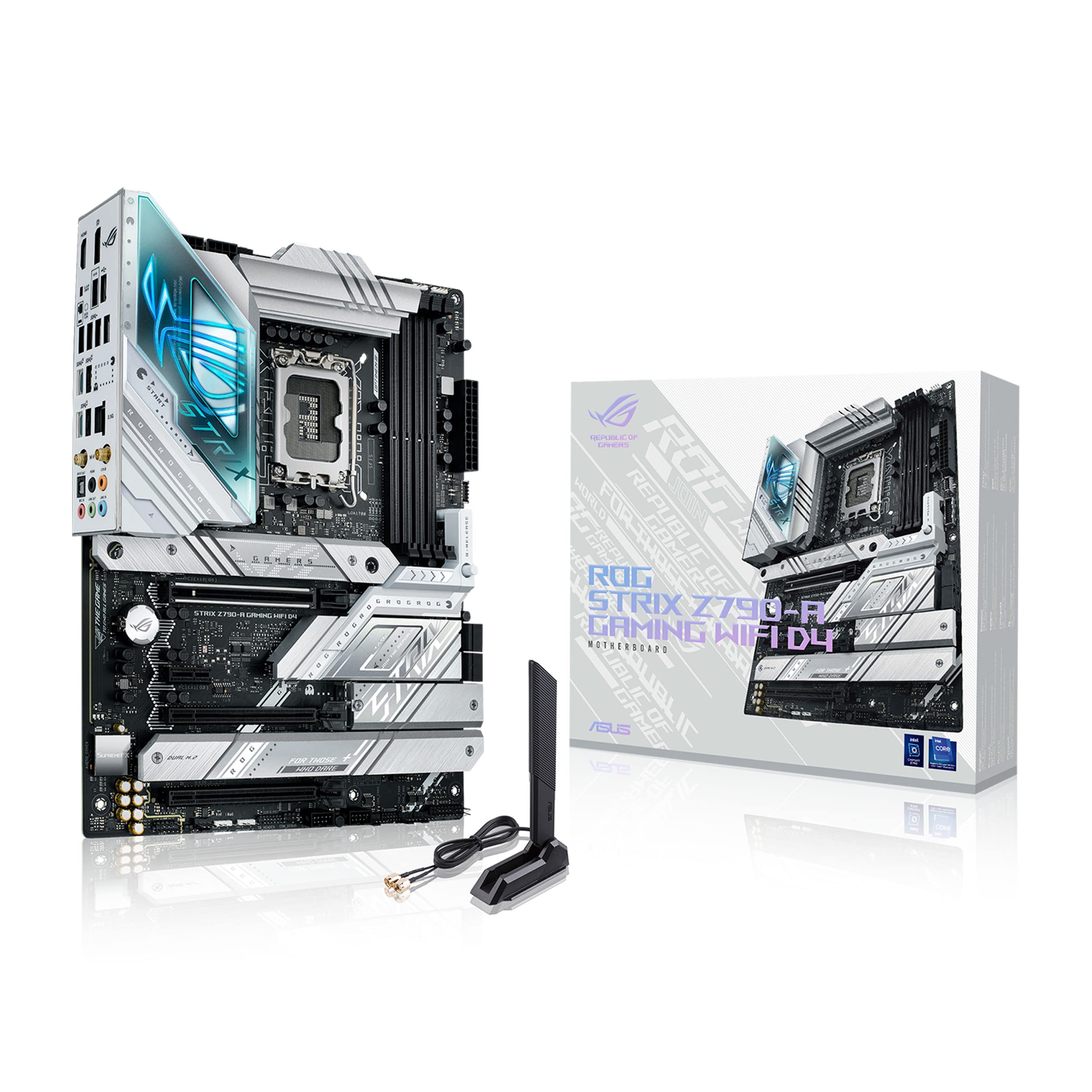 ASUS ROG STRIX Z790-A GAMING D4 Scheda Madre ATX, Intel Z790, LGA1700, DDR4, PCI 5.0, WiFi 6E (802.11ax), Intel 2.5Gb Ethernet, ROG SupremeFX 7.1, 4xM.2, 4xSATA 6GB/s, Aura Sync RGB, Nero