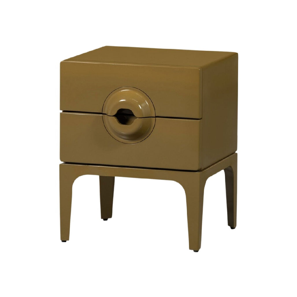 Comodino Moderno in Finitura Bronzo con Due Cassetti