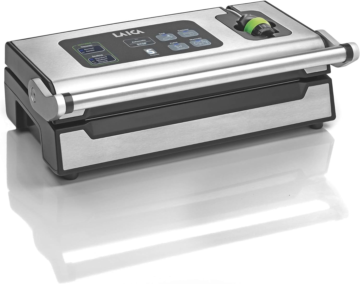 LAICA Macchina Sigillatrice Sottovuoto per Alimenti - Sigillatrice a Caldo Automatica per 100 Cicli Consecutivi - Con Fornitura Extra di Sacchetti per Sottovuoto