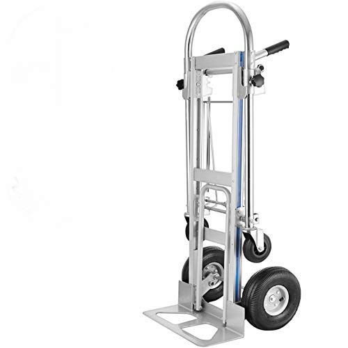 VEVOR Carrello Trasporto a Mano in Alluminio 3in1, Carrello Portapacchi con 4 Ruote con Capacità di Carico di 770 Libbre, Carrello Manuale Pieghevole Adatto sia per Uso Domestico che Industriale