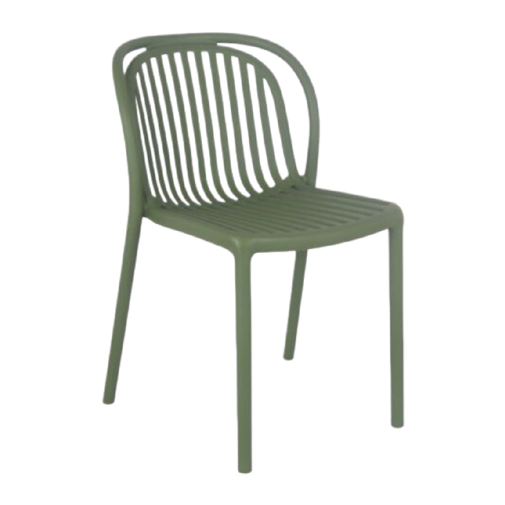 Sedia in Plastica Verde con Design Arcuato e Struttura Leggera