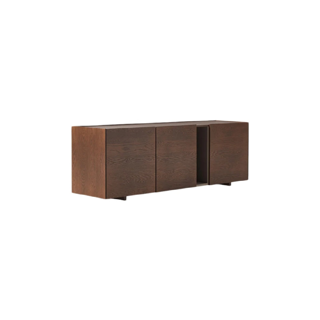 Mobile contenitore in legno scuro con ante: design moderno e funzionale