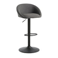 Sgabello da Bar Regolabile in Tessuto Grigio con Base Nera