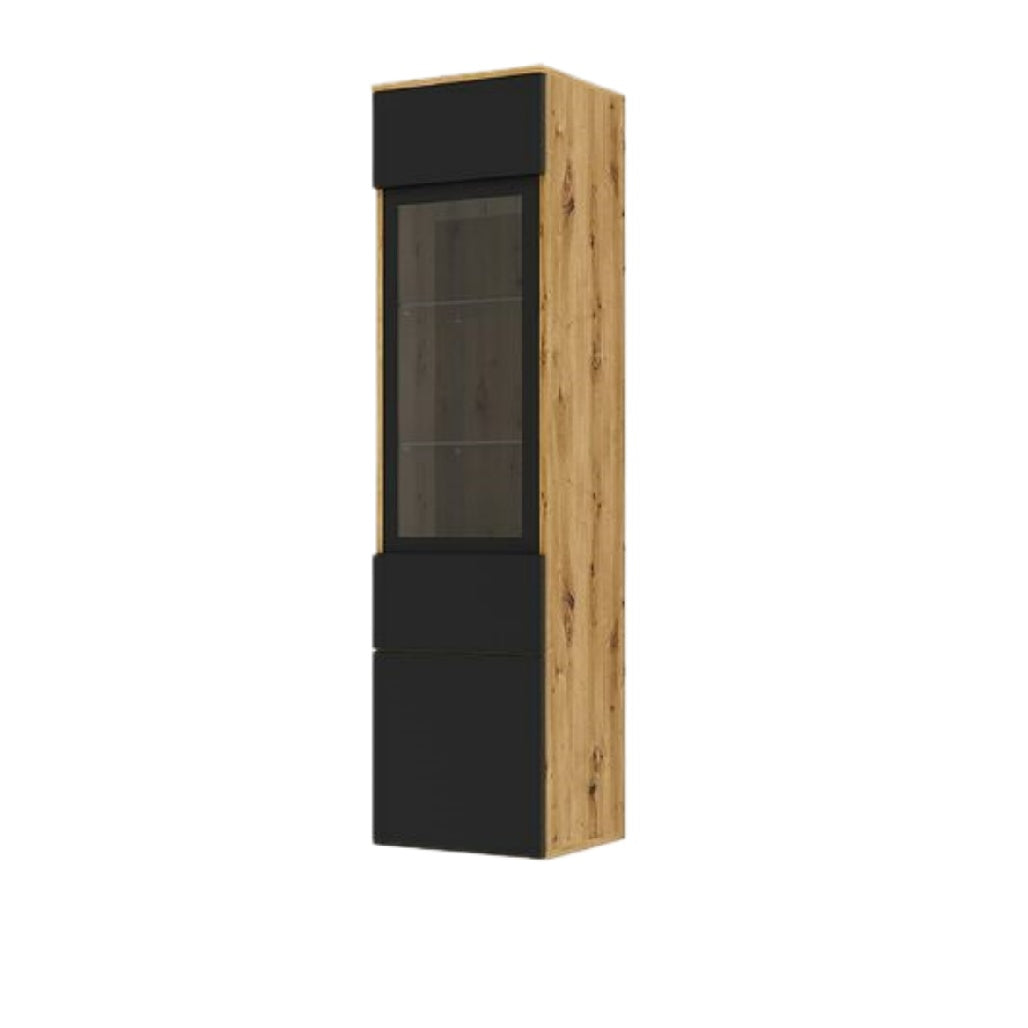 Vetrina Moderna in Legno con Finestre in Vetro e Finitura Nera