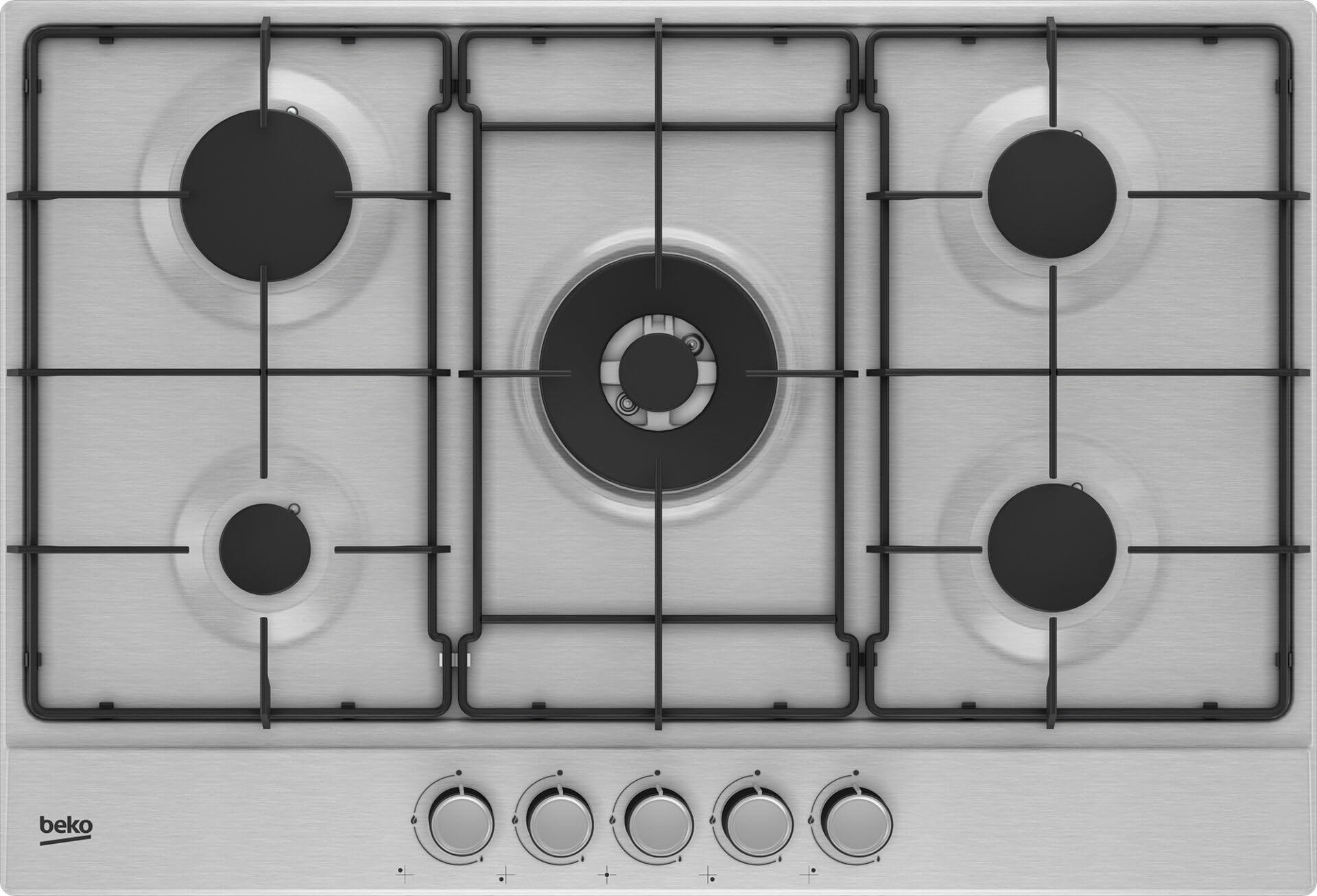 Beko HIAW75224SXE - Piano cottura a gas, 5 fuochi, inox, 75 cm