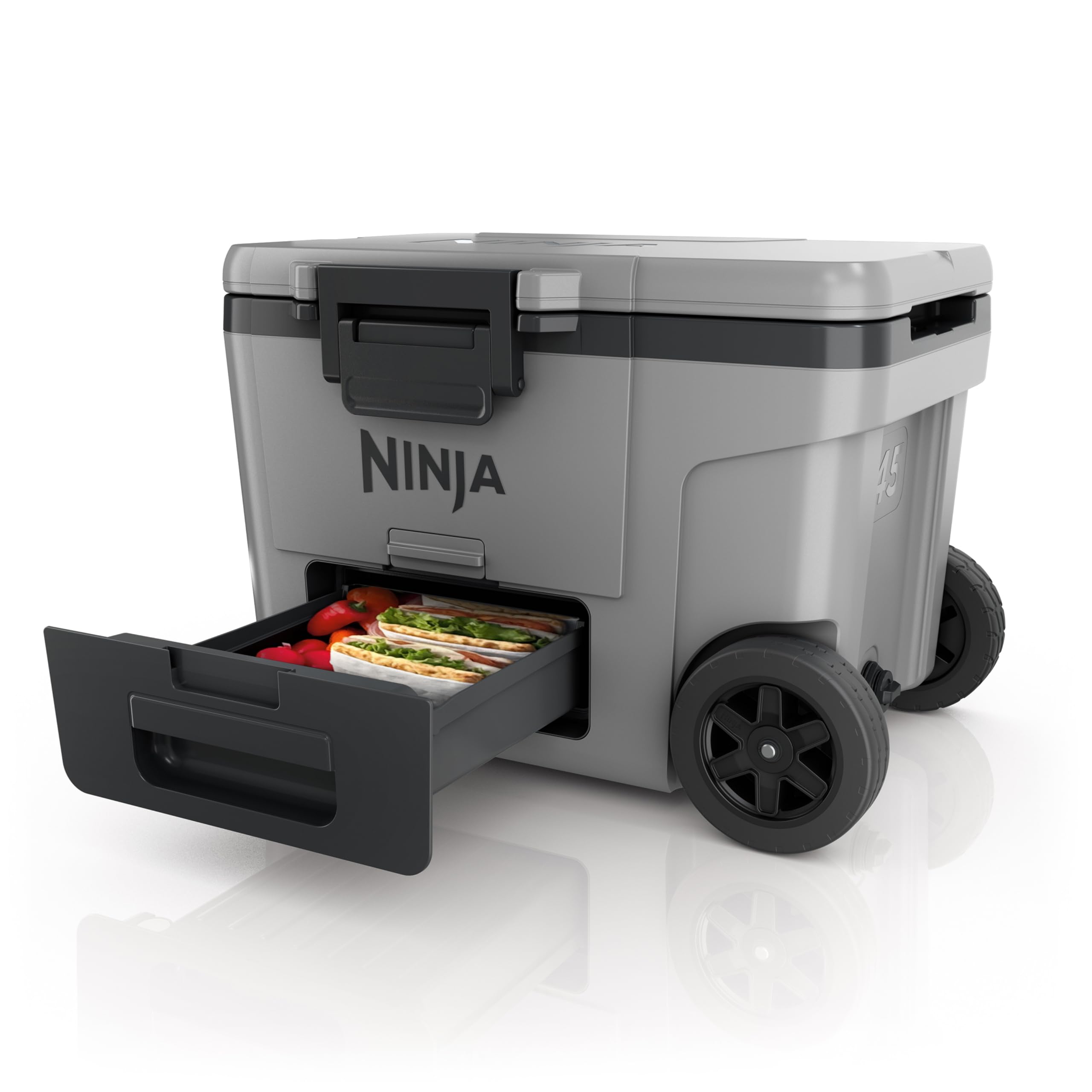 Ninja FrostVault Ghiacciaia Resistente, Frigo Passivo Portatile con Ruote e Cassetto Integrato Dry Zone, Mantiene il Ghiaccio per Giorni, Contiene fino a 68 Lattine, Grigio Ardesia, FB245EUGY