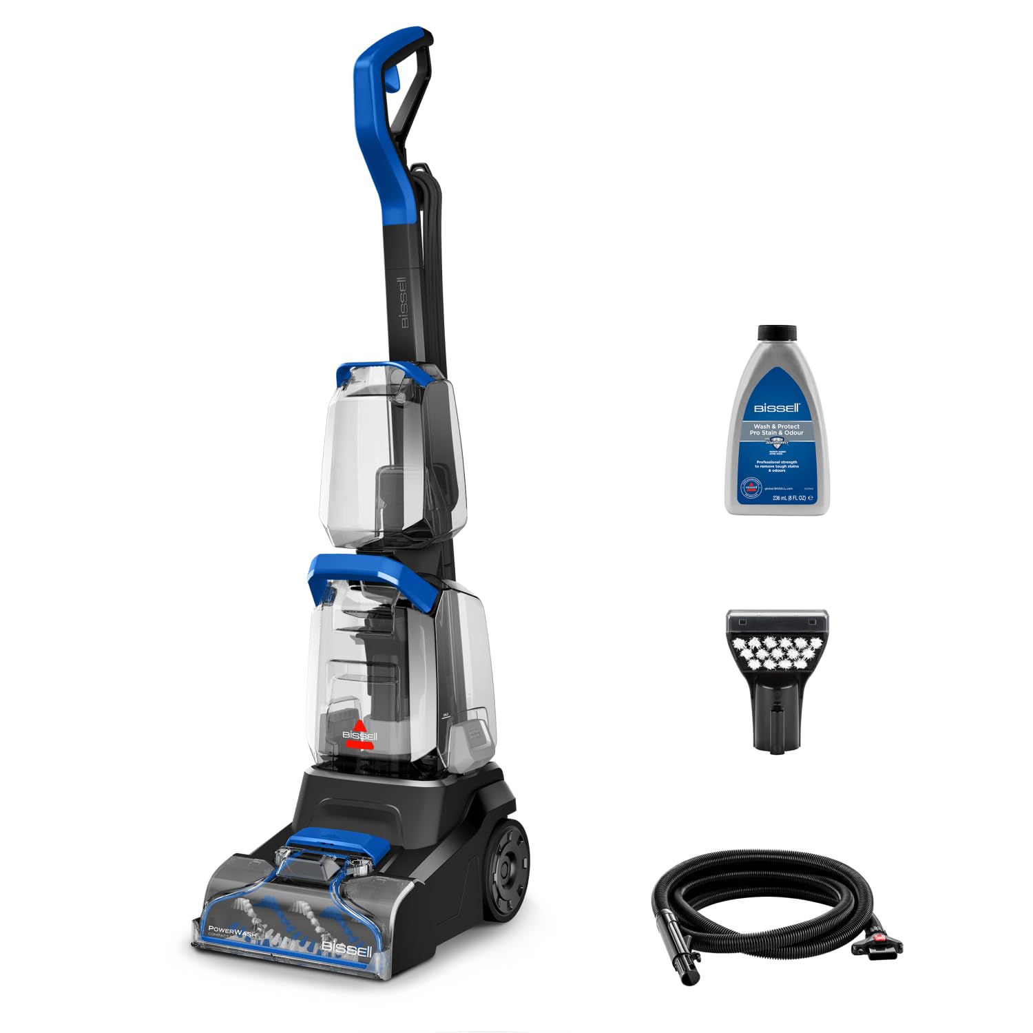 BISSELL PowerWash Compact Pet, Lavatappeti e Lava tappezzeria, Compatto per Macchie di Animali e Odori, Pulitore Multisuperficie, Tubo e Accessori Rimovibili, 600W, Portatile, con Cavo, 4058N