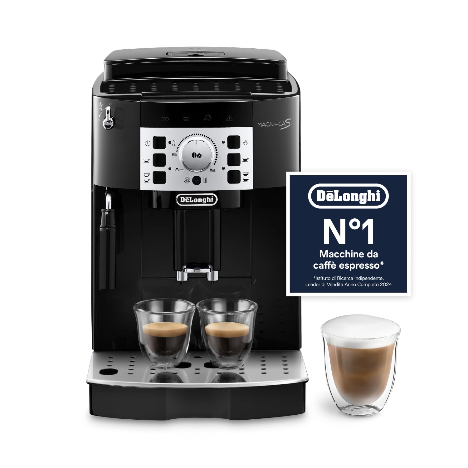De'Longhi Magnifica S ECAM22.110.B Macchina da Caffè Automatica per Espresso e Cappuccino, Caffè in Grani o in Polvere, 1450 W, Nero