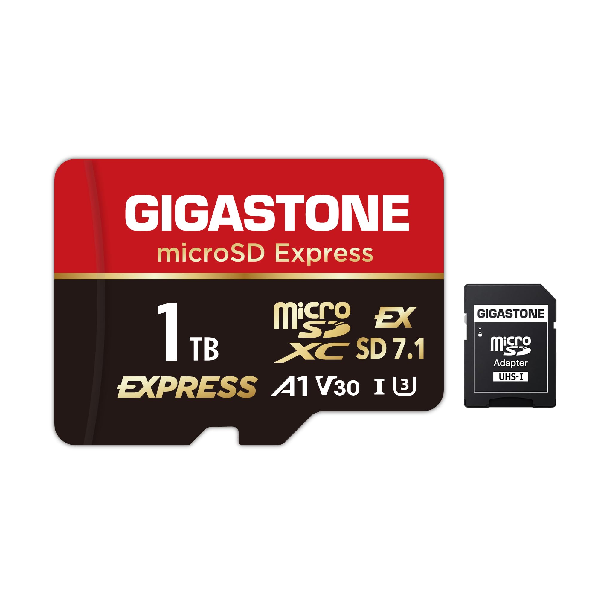 【Progettato per Switch 2】GIGASTONE microSDXC Express 1TB, SD 7.1, R/W fino a 800/650 MB/s, A1 V30 U3, compatibile con Nintendo Switch 2 e fotocamere professionali, con adattatore SD